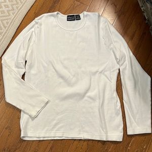 Rebecca Malone White Ribbed Long Sleeve Shirt